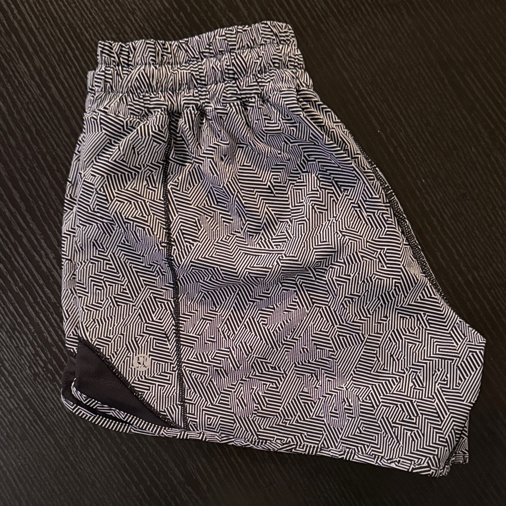lululemon athletica Black and White Geometric Athletic Shorts